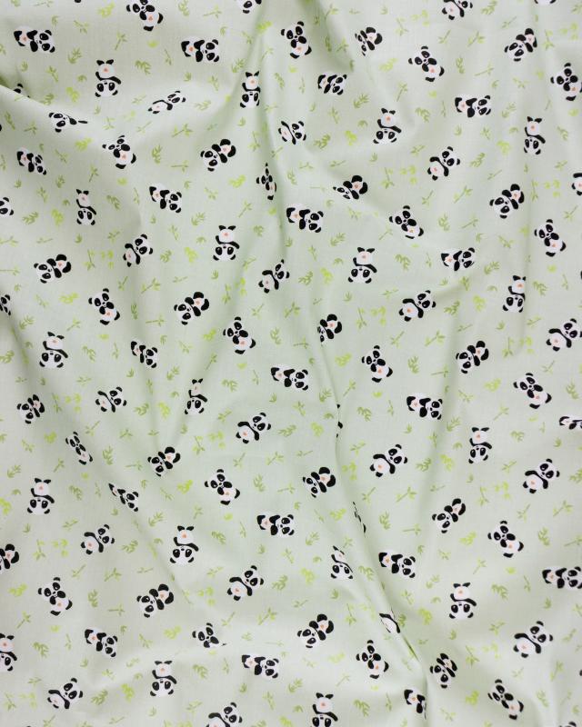 Panda cotton popelin Green - Tissushop