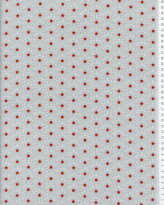 Stars and crystals cotton popelin Red - Tissushop