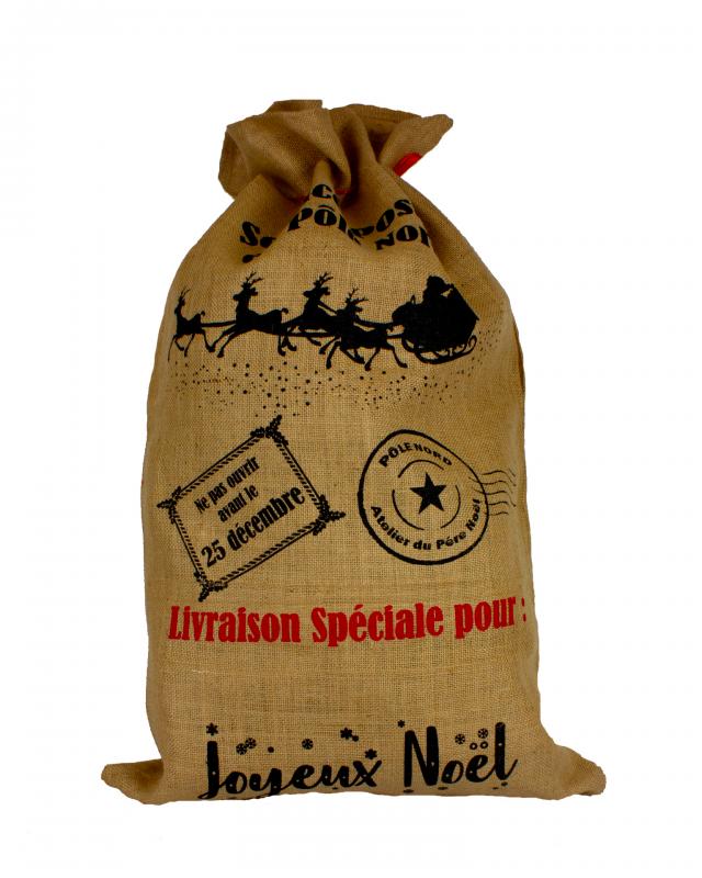 Sac Hotte du père noël personnalisable Naturel - Tissushop