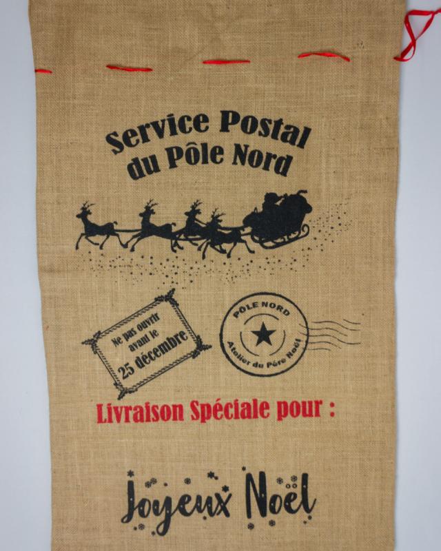 Sac Hotte du père noël personnalisable Naturel - Tissushop