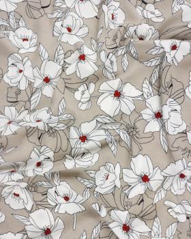 Peony printed crepe Beige - Tissushop