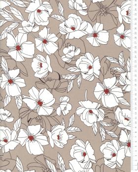 Crêpe imprimé Pivoine Beige - Tissushop