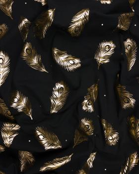 Peacock feather gold jersey Black - Tissushop