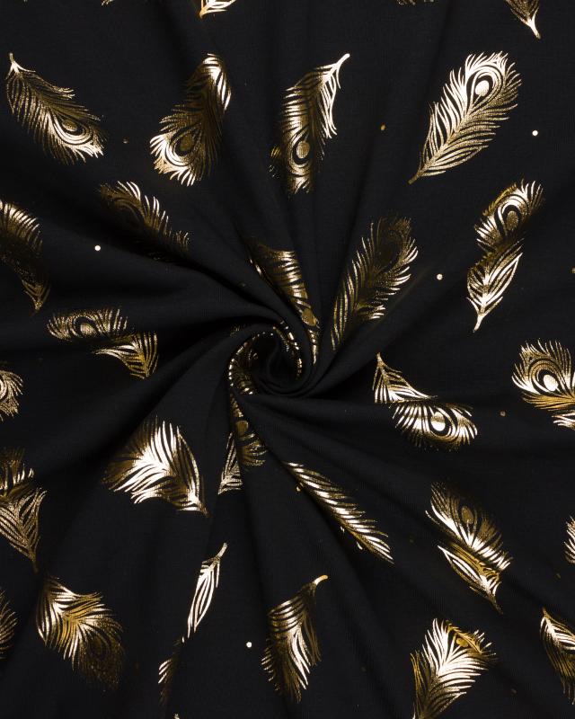 Peacock feather gold jersey Black - Tissushop