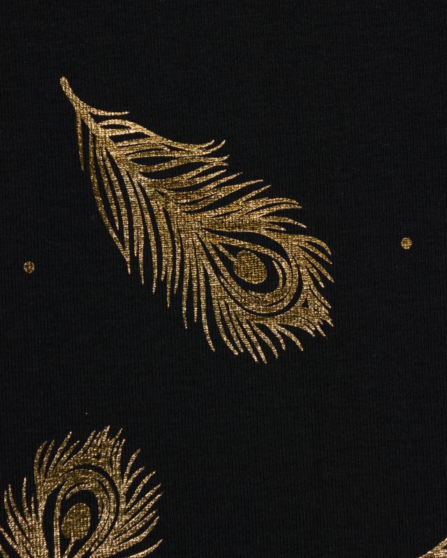 Peacock feather gold jersey Black - Tissushop