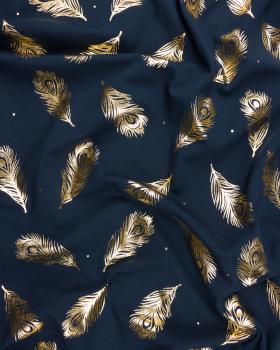 Jersey plume de Paon doré Bleu Marine - Tissushop