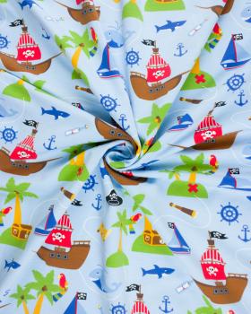 Pirate ship printed jersey Light Blue - Tissushop