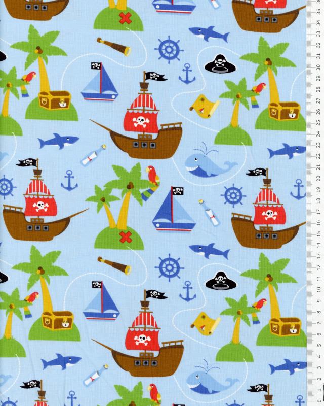 Pirate ship printed jersey Light Blue - Tissushop