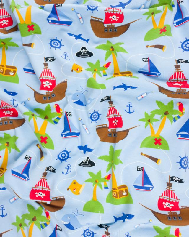 Pirate ship printed jersey Light Blue - Tissushop