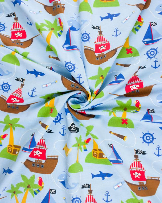 Pirate ship printed jersey Light Blue - Tissushop