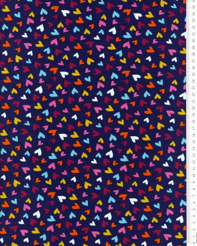 Multicolor hearts printed jersey Navy Blue - Tissushop