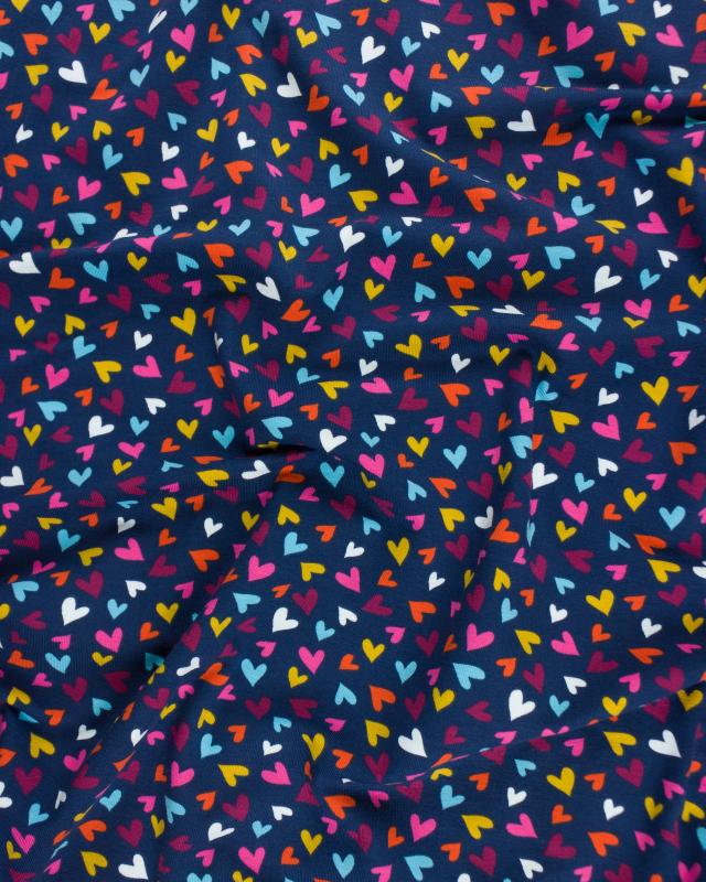 Multicolor hearts printed jersey Navy Blue - Tissushop