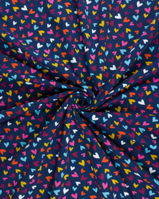 Multicolor hearts printed jersey Navy Blue - Tissushop