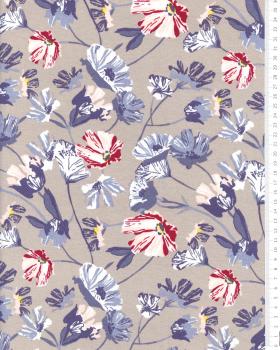 Jersey fleurs de coquelicot Beige - Tissushop