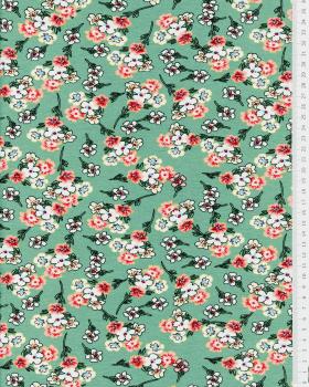 Flowery jersey Eucalyptus Green - Tissushop