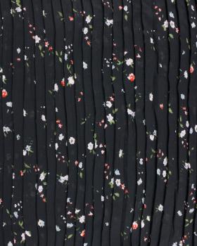 Small flowers printed pleated fabric Black - Tissushop