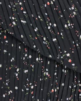 Small flowers printed pleated fabric Black - Tissushop