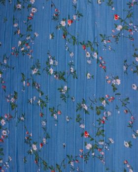 Plissé petites fleurs Bleu - Tissushop