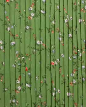 Small flowers printed pleated fabric Green - Tissushop