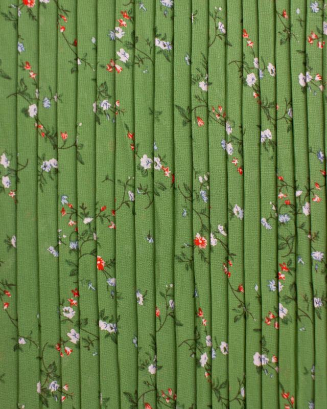 Small flowers printed pleated fabric Green - Tissushop