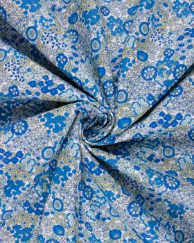 Popeline de coton Fleurs et papillons Bleu - Tissushop