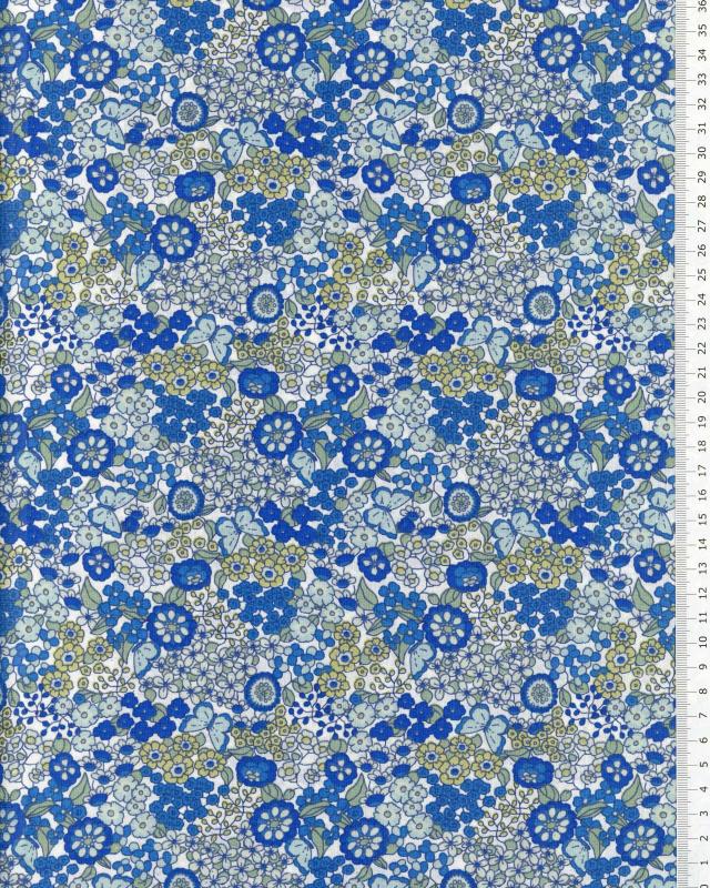 Cotton Flowers and butterfly pattern Blue - Tissushop