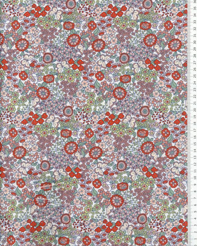 Cotton Flowers and butterfly pattern Orange - Tissushop