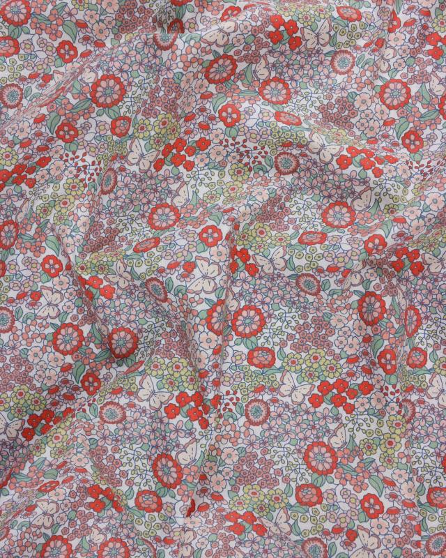 Cotton Flowers and butterfly pattern Orange - Tissushop