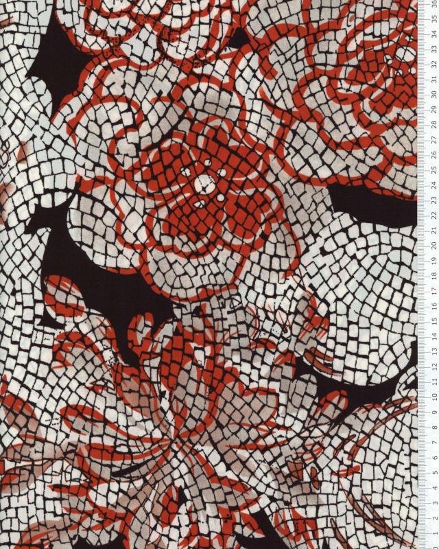 Jersey stretch fleurs de mosaïque Rouge - Tissushop