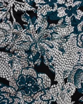 Stretch jersey mosaic flowers Blue - Tissushop