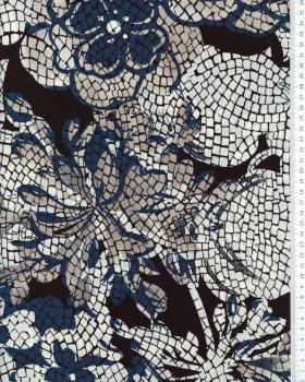 Stretch jersey mosaic flowers Blue - Tissushop