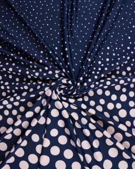 Stretch jersey with polka dots on background Navy Blue - Tissushop