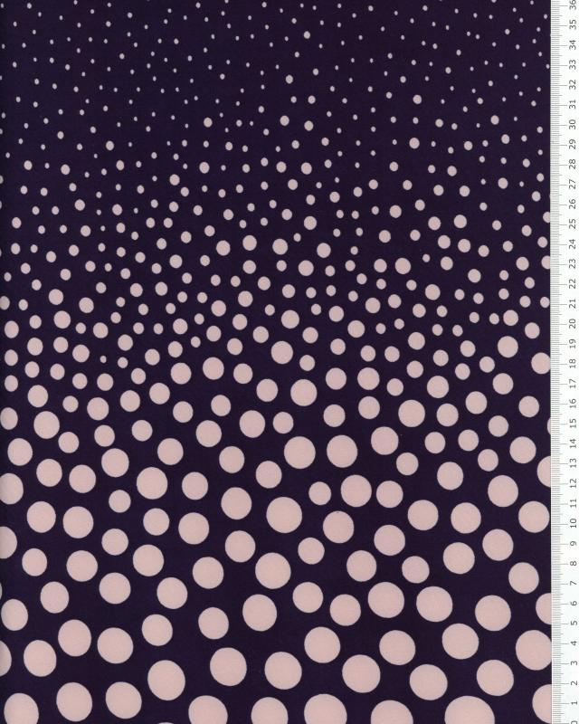 Stretch jersey with polka dots on background Navy Blue - Tissushop