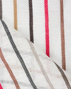 Voile de lin à rayures Blanc Cassé - Tissushop