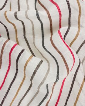 Voile de lin à rayures Blanc Cassé - Tissushop