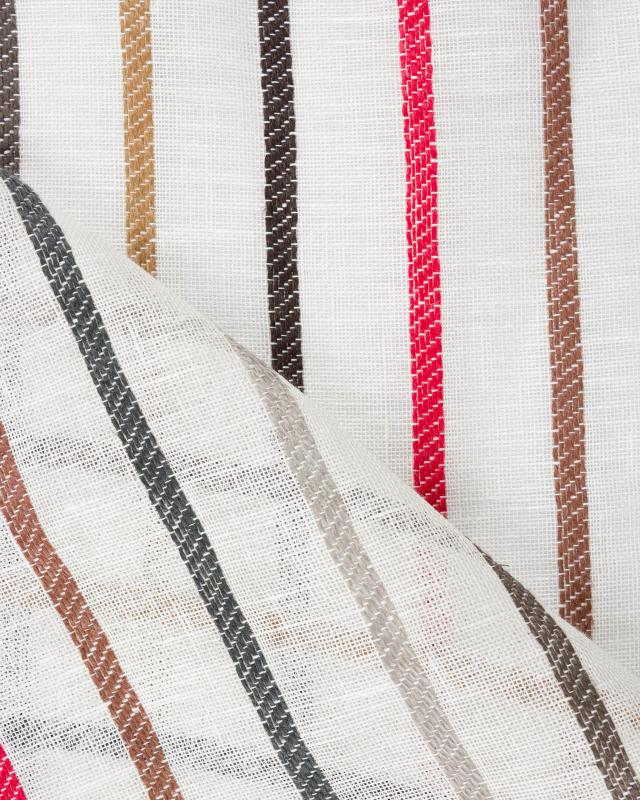 Voile de lin à rayures Blanc Cassé - Tissushop