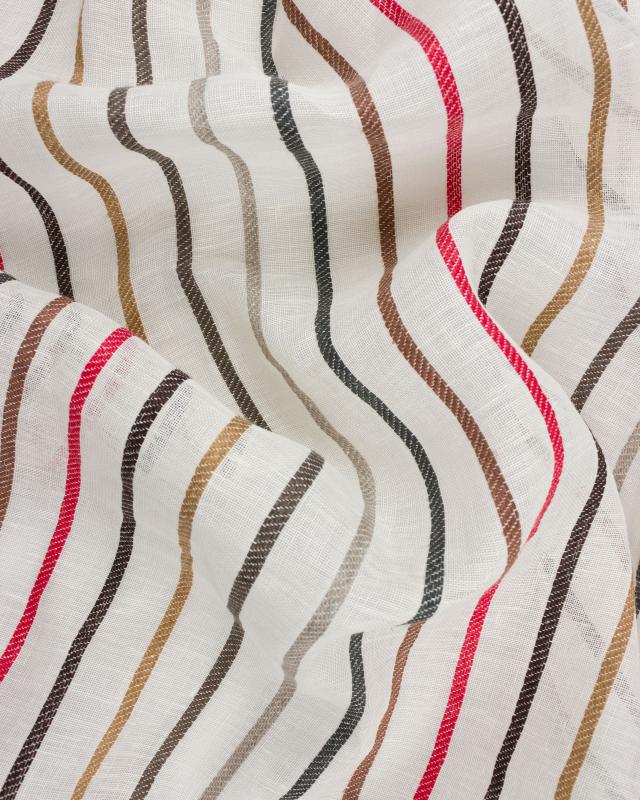 Voile de lin à rayures Blanc Cassé - Tissushop