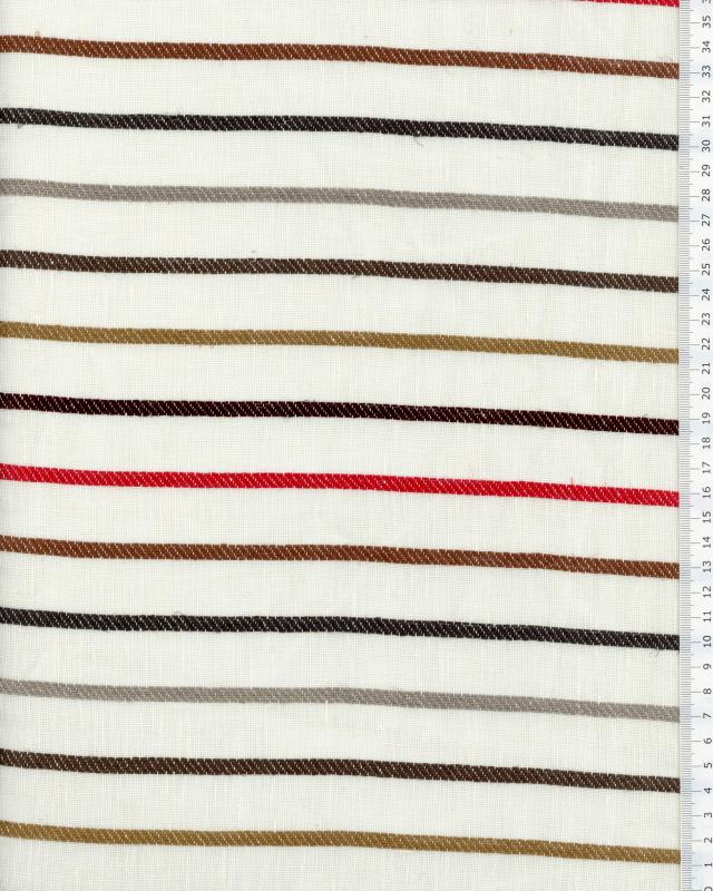 Voile de lin à rayures Blanc Cassé - Tissushop