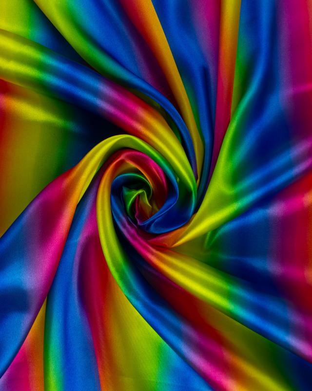 Satin imprimé arc en ciel Multicolore - Tissushop