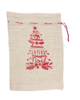 Sac cadeau en jute noël Blanc - Tissushop