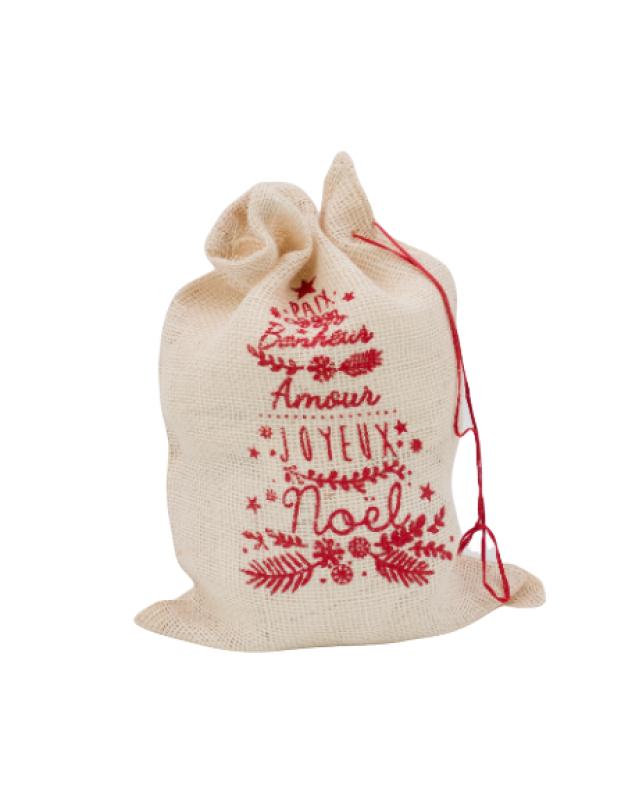 Sac cadeau en jute noël Blanc - Tissushop