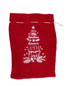 Sac cadeau en jute noël Rouge - Tissushop