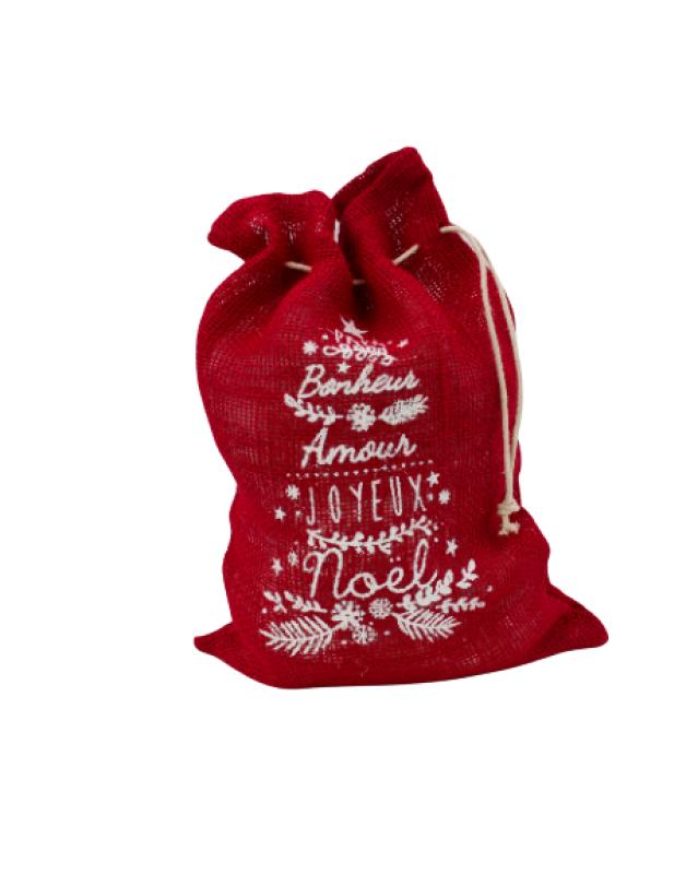 Sac cadeau en jute noël Rouge - Tissushop