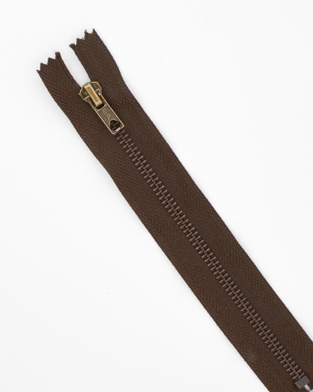 Prym Z14 inseparable metal zip fastener 12cm Dark Brown - Tissushop
