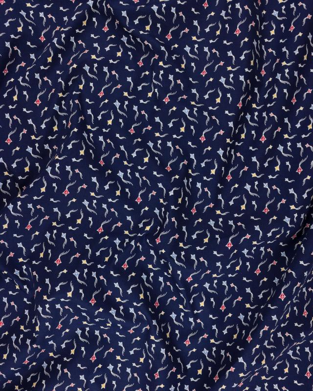 Cotton poplin kites Navy Blue - Tissushop