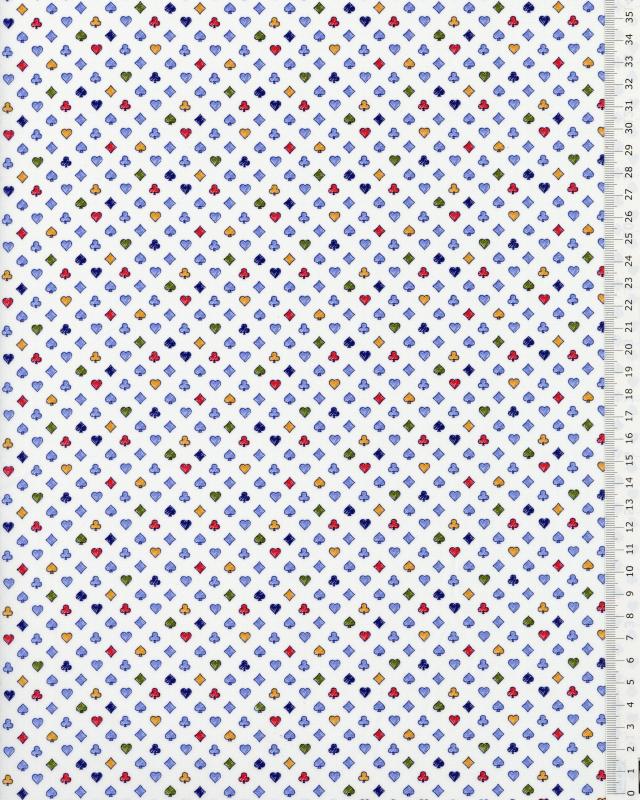 Popeline de coton jeu de cartes Blanc - Tissushop