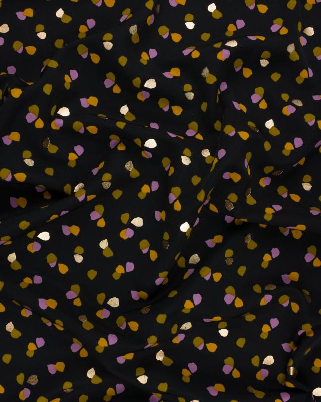 Satin mat confettis sur fond Noir - Tissushop