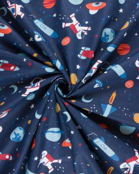 Poplin de coton Bio Space Navy Blue - Tissushop