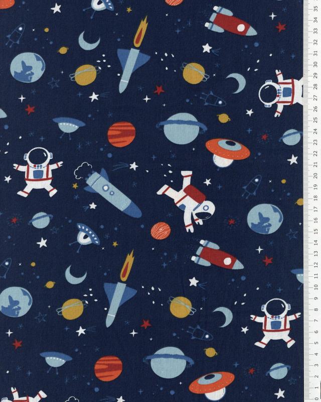 Poplin de coton Bio Space Navy Blue - Tissushop