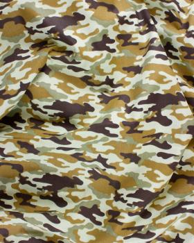 Popeline de coton Camouflage Kaki - Tissushop